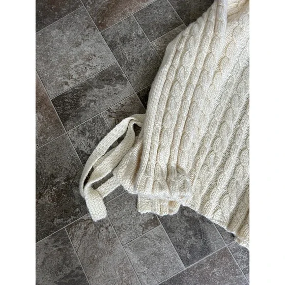 Vintage 70's-80's Cream Knit Cardigan Chunky Knit Sweater Collared Cottage VTG - Picture 8 of 9